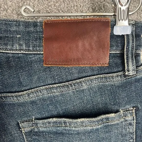 All Saints Jeans Adult 28 Blue Denim Cigarette Casual Slim Distressed Ladies - Picture 12 of 15